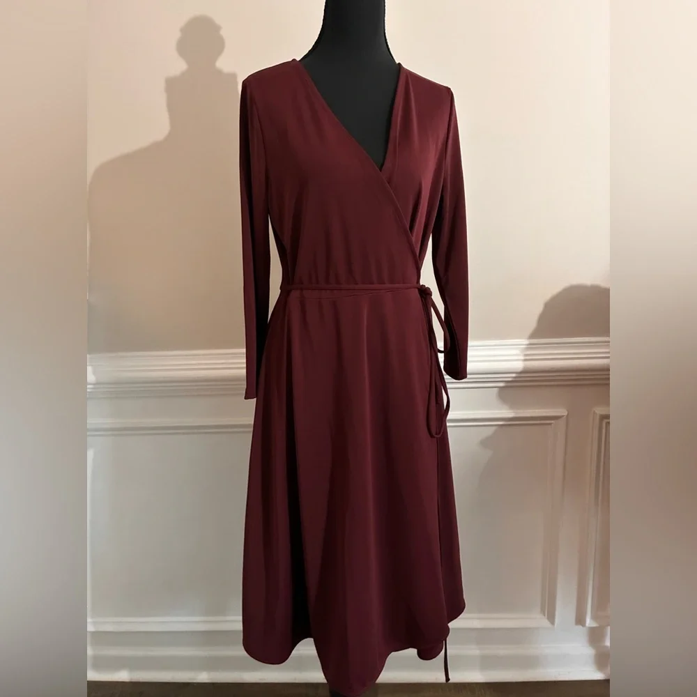 Banana Republic Deep Red Long Sleeve Dress - Picture 3 of 5